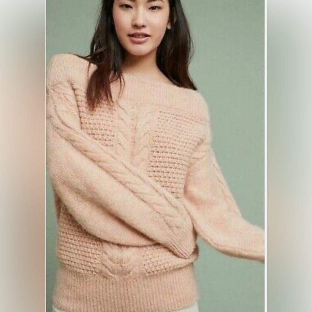 ANTHROPOLOGIE SLEEPING ON SNOW OFF THE SHOULDER SWEATER